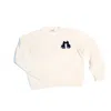 The Gilded Cottage Women's White Alpaca Hand Embroidered Crewneck Sweater