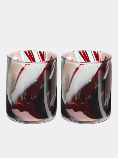 The Glass Studio Marbled Hand-blown Glass Tumblers (set Of 2) In Multi