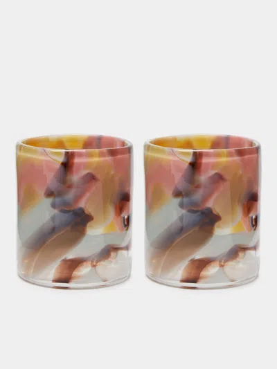 The Glass Studio Marbled Hand-blown Glass Tumblers (set Of 2) In Multi