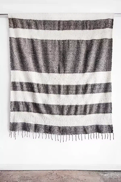 The Global Trunk Wide Stripe Modern Momo Blanket In Gray