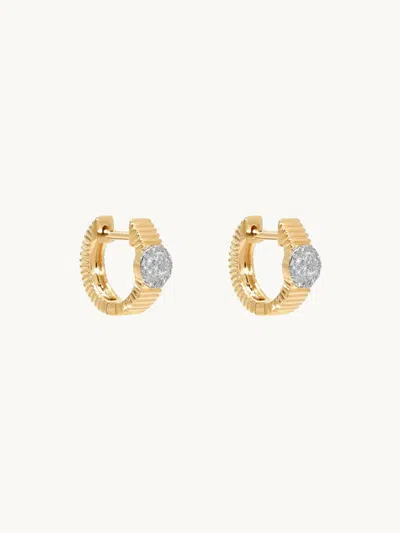 The Gold Album Pavé Disk-o Huggies Yellow Gold