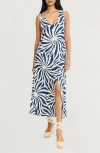 The Good Journey Abstract Print Racerback Dress In Blue