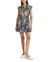 The Good Journey Floral Belted Cotton Mini Shirtdress In Blue/ Blush