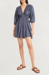 The Good Journey Blouson Minidress In Blue