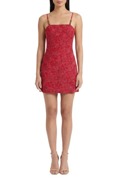 The Good Journey Botanical Print Mini Sheath Dress In Brown