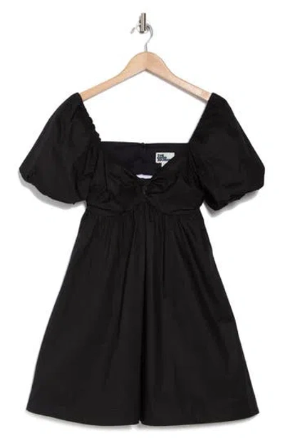 The Good Journey Bubble Sleeve Babydoll Minidress In Black