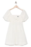 The Good Journey Bubble Sleeve Babydoll Minidress In Ivory