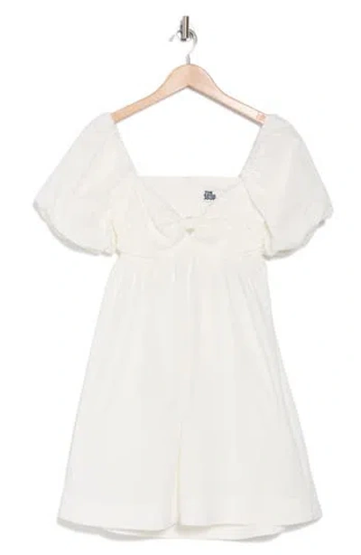 The Good Journey Bubble Sleeve Babydoll Minidress In Ivory