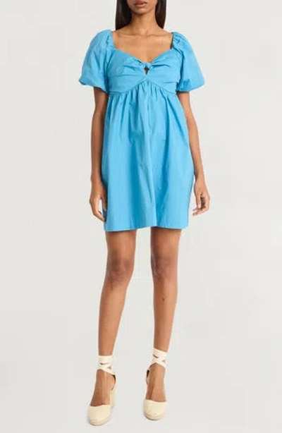 The Good Journey Bubble Sleeve Minidress In Blue
