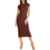 The Good Journey Cap Sleeve Midi Sweater Dress In Brown