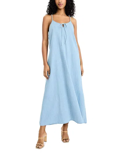 The Good Journey Chambray Midi Dress In Blue
