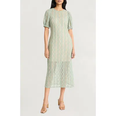 The Good Journey Coastline Knit Midi Dress In Green