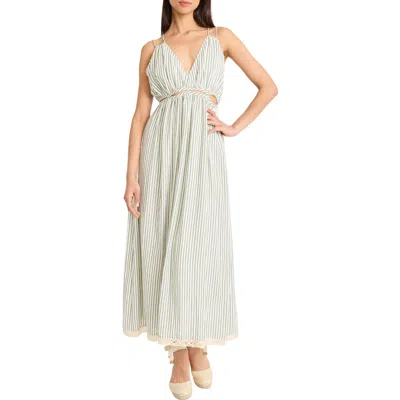 The Good Journey Cutout Stripe Midi Dress In Multi