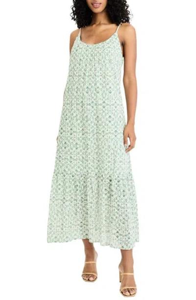 The Good Journey Embroidered Eyelet Maxi Sundress In Green