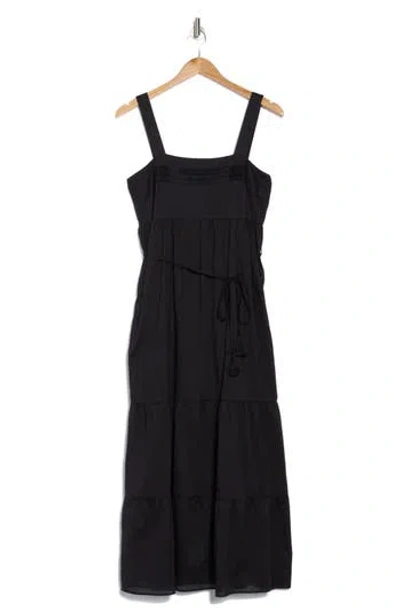 The Good Journey Empire Waist Tiered Cotton Sundress In Black