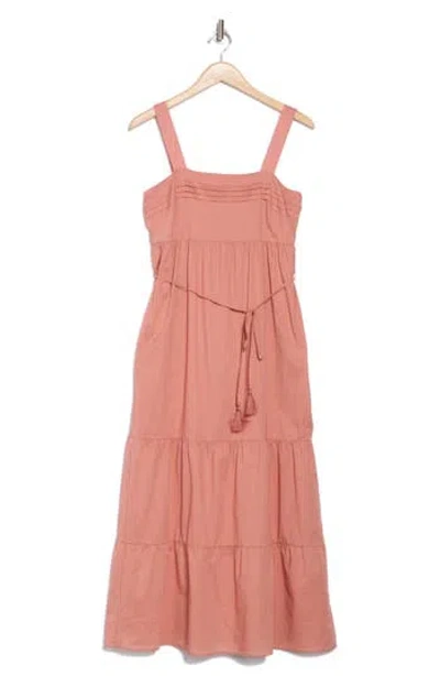 The Good Journey Empire Waist Tiered Cotton Sundress In Desert Sand