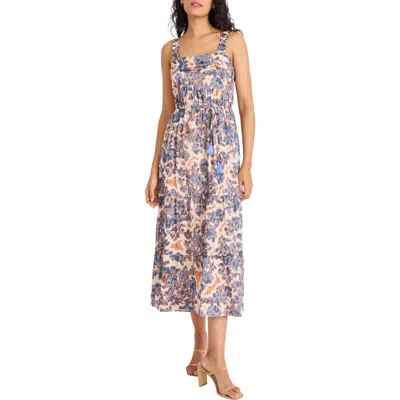 The Good Journey Floral Print Sleeveless Dress In Brown