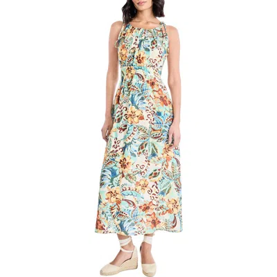The Good Journey Floral Tie Strap Fit & Flare Midi Sundress In Multi