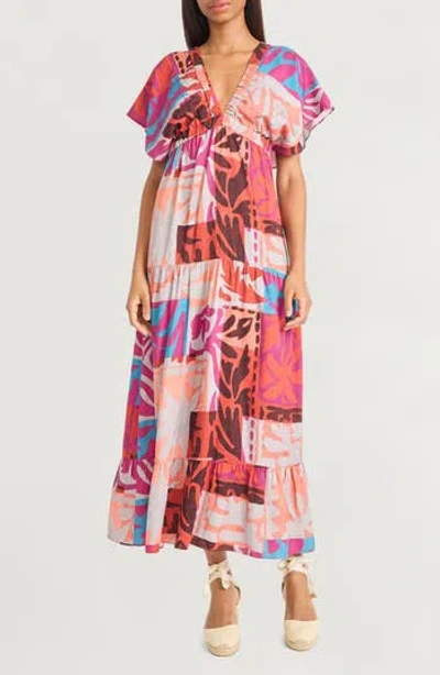 The Good Journey Flutter Sleeve Empire Waist Maxi Dress In Multi