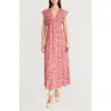The Good Journey Flutter Sleeve Maxi Dress In Pink