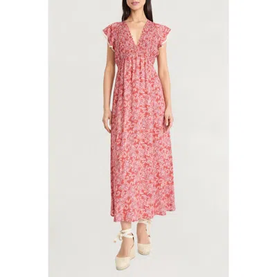 The Good Journey Flutter Sleeve Maxi Dress In Pink