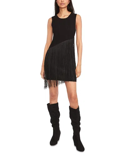 The Good Journey Fringe Trim Mini Dress In Black