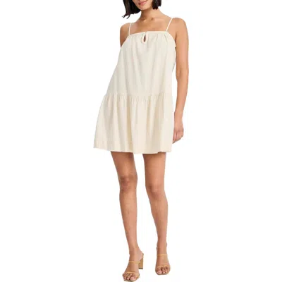 The Good Journey Keyhole Drop Waist Sleeveless Minidress In Neutral