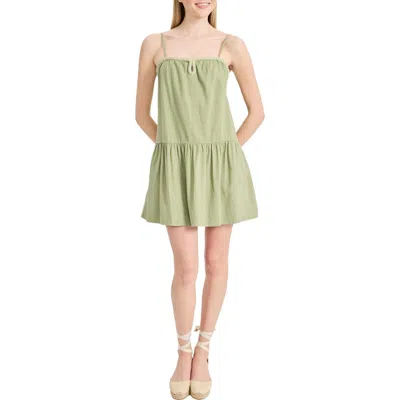The Good Journey Keyhole Drop Waist Sleeveless Minidress In Green