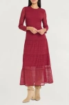 The Good Journey Midi Dress With Keyhole Back And Tier Dress In Red
