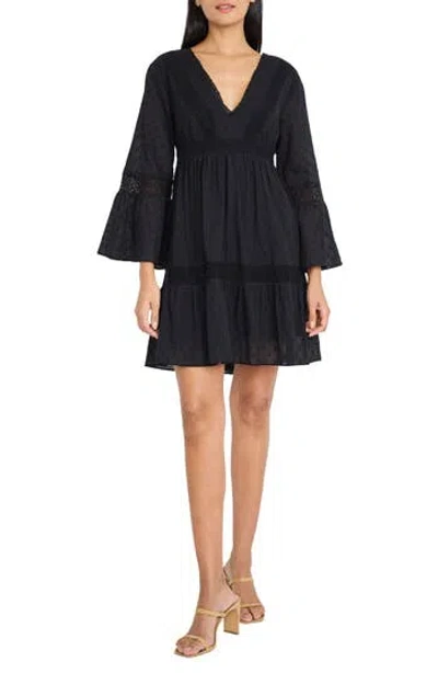 The Good Journey Lace Tiered Long Sleeve Dress In Black