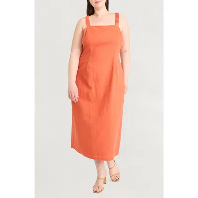 THE GOOD JOURNEY THE GOOD JOURNEY LINEN BLEND MIDI DRESS