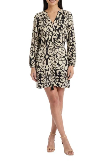 The Good Journey Long Sleeve Button Front Minidress In Black