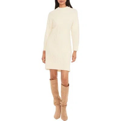 The Good Journey Long Sleeve Cable Knit Sweater Dress In White