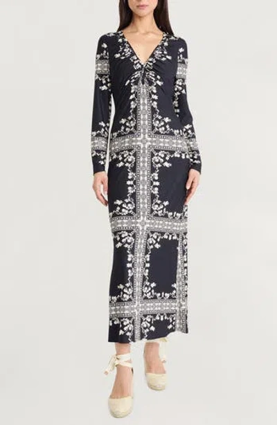 The Good Journey Long Sleeve Jersey Maxi Dress In Multi