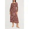 The Good Journey Long Sleeve Maxi Dress In Brown