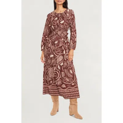 The Good Journey Long Sleeve Maxi Dress In Brown