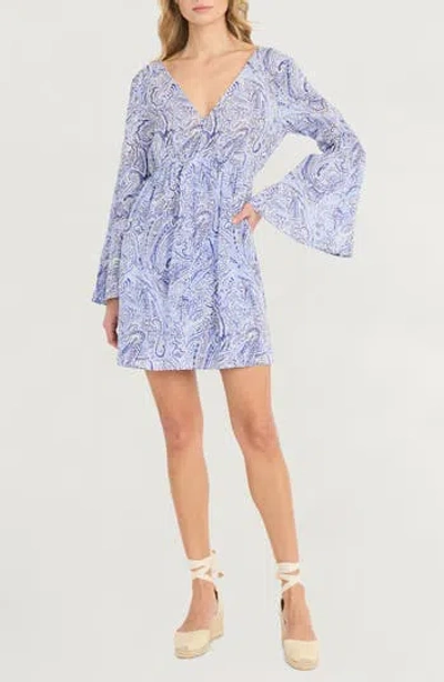 The Good Journey Long Sleeve Minidress In Blue
