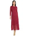 The Good Journey Midi Dress With Keyhole Back And Tier Dress In Brown