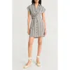 The Good Journey Novelty Short Sleeve Cotton Shirtdress In Ivory/black