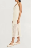 The Good Journey Open Stitch Cotton Midi Dress In Natural