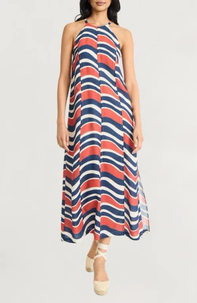 The Good Journey Paneled Maxi Dress In Navy/ivory