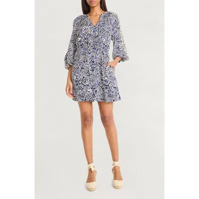 The Good Journey Patterned Minidress In Blue