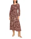 The Good Journey Long Sleeve Maxi Dress In Brown
