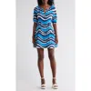 The Good Journey Puff Sleeve Drop Waist Babydoll Minidress In Blue