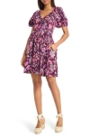 The Good Journey Puff Sleeve Mini Dress In Pink