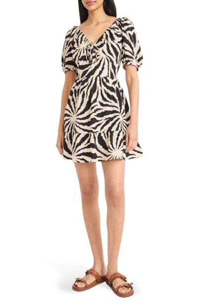 The Good Journey Puff Sleeve Tie Neck Minidress