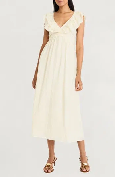 The Good Journey Ruffle Midi Dress In Ivory