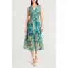 The Good Journey Ruffle Skirt Sleeveless Midi Dress In Green