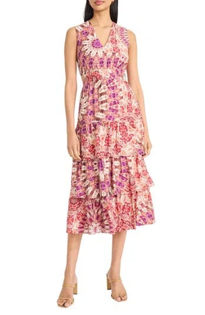 The Good Journey Ruffle Tiered Midi Dress In Pink