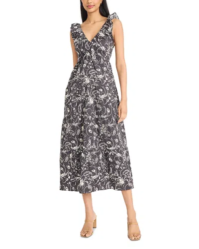 The Good Journey Ruffled Cotton Midi Dress In Multi